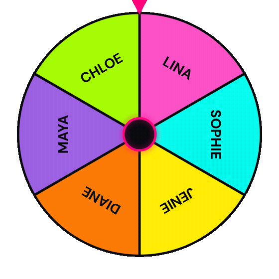 Animated name wheel landing on Sophie
